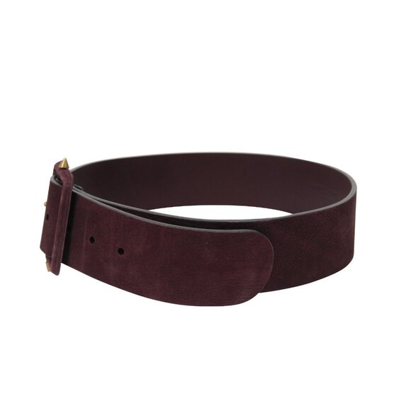 Gucci Womens Wide Belt Size 75 | 30 Purple Leather Gold Hardware Stud Buckle - Picture 10 of 15